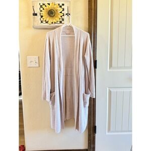 Barefoot Dreams CozyChic Ultra Lite S/M Hooded Long Cardigan Robe *No Belt